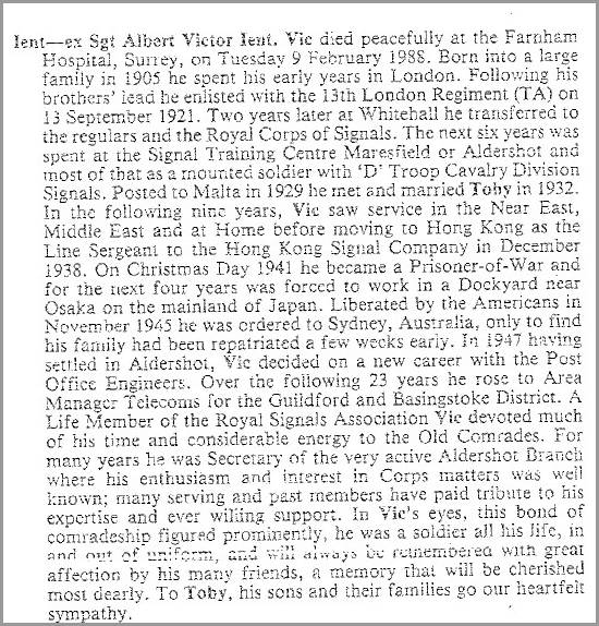 This was his epitaph in the Royal Signals Journal This was his epitaph in the Royal Signals Journal