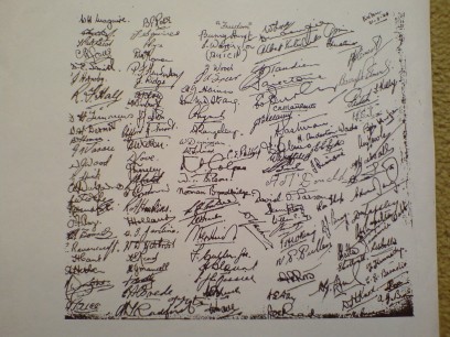 Signatures of everybody in the camp Signatures of everybody in the camp