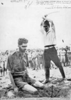 Sgt Leonard Siffleet, about to be beheaded with a katana sword